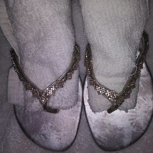 Moda Spana  heeled sandals with rhinestone/metal jewels